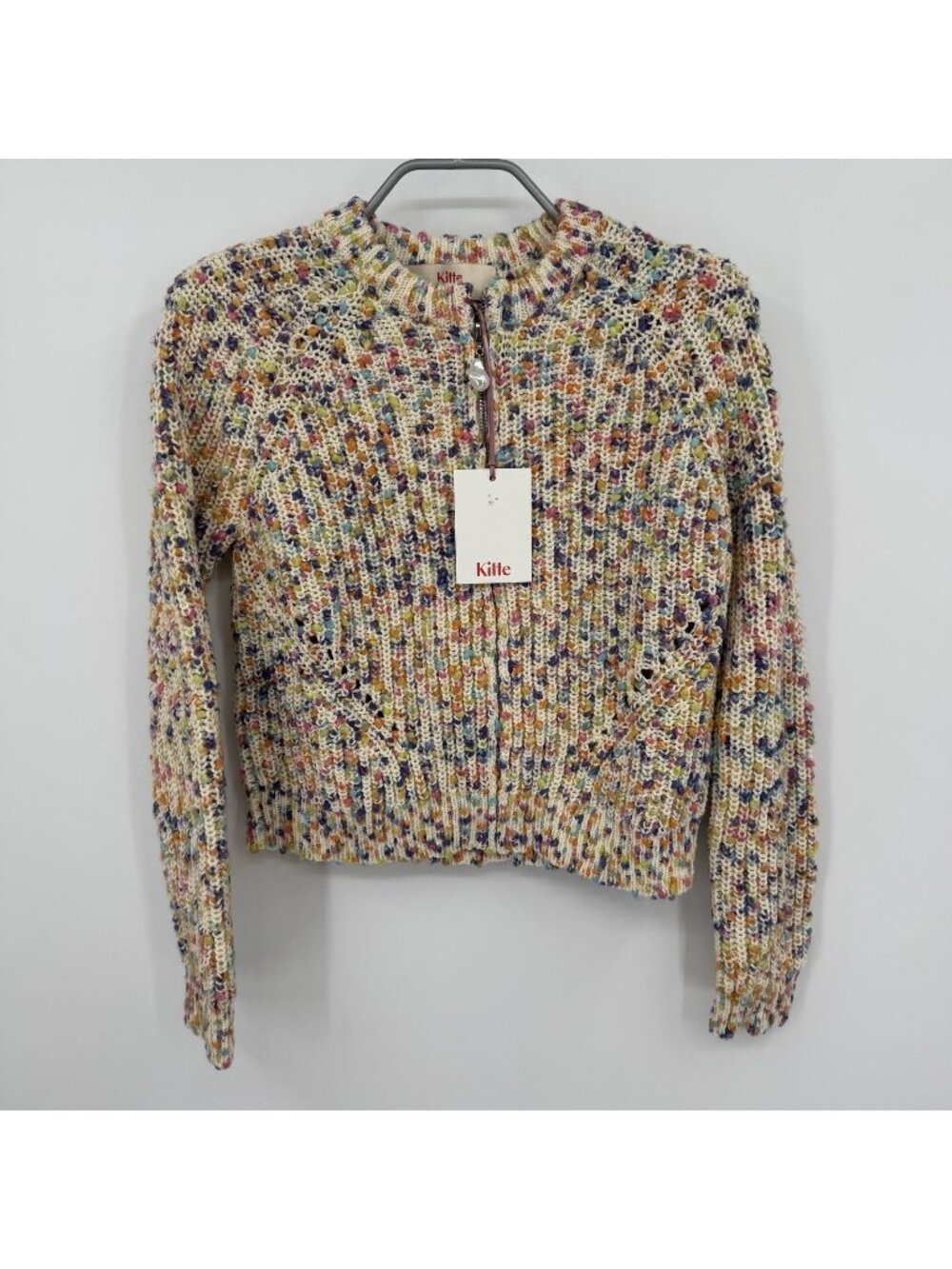 Kilte Collection Lily Full Zip Cardigan Sweater in Confetti Chunky Knit sz 0 XS